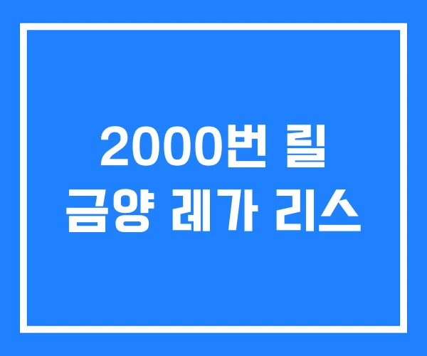 2000번 릴 금양 레가 리스 2000번 릴 금양 레가 리스
