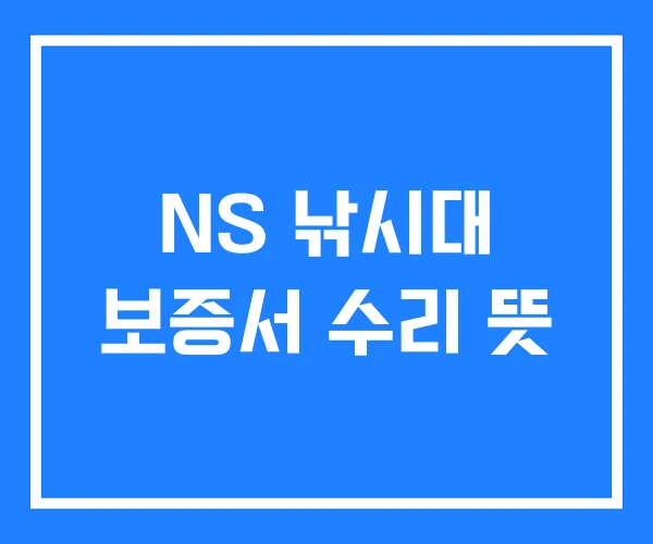 NS 낚시대 보증서 수리 뜻 NS 낚시대 보증서 수리 뜻