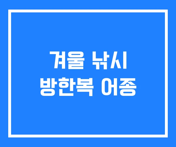 겨울 낚시 방한복 어종 겨울 낚시 방한복 어종