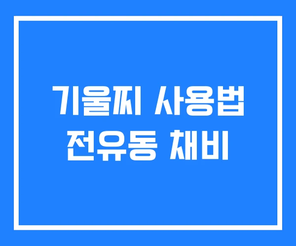 기울찌 사용법 전유동 채비