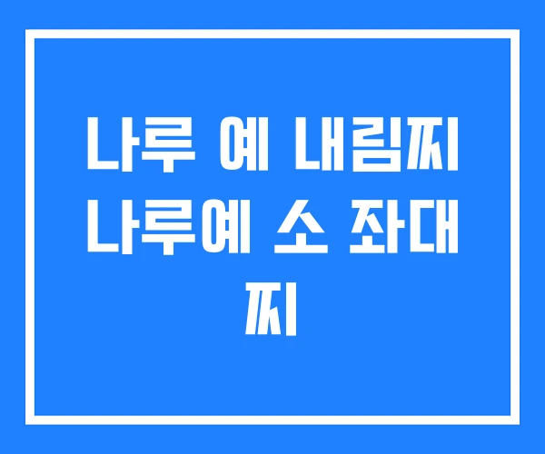 나루 예 내림찌 나루예 소 좌대 찌