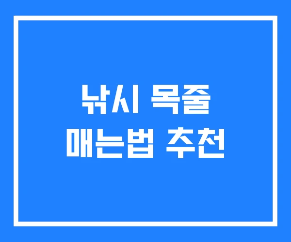 낚시 목줄 매는법 추천