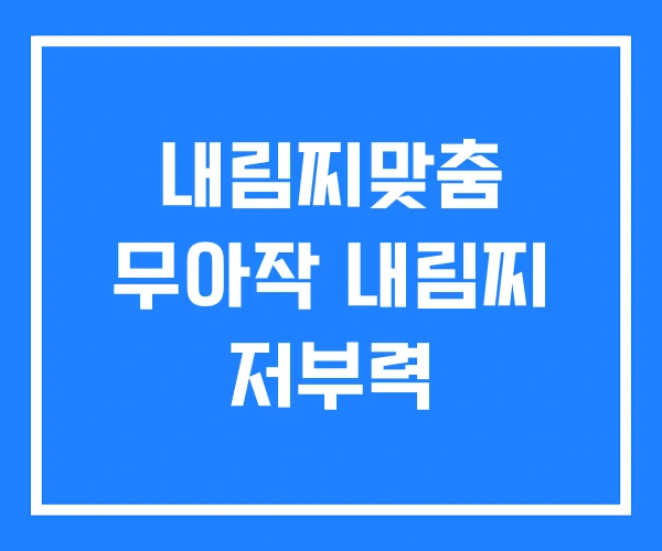 내림찌맞춤 무아작 내림찌 저부력