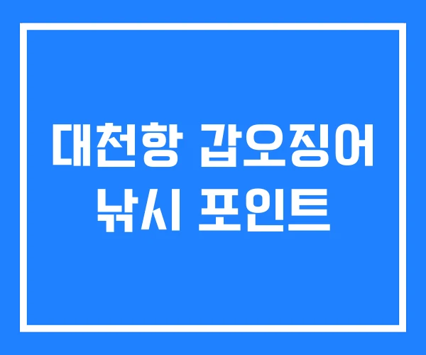 대천항 갑오징어 낚시 포인트