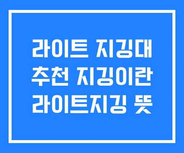 라이트 지깅대 추천 지깅이란 라이트지깅 뜻