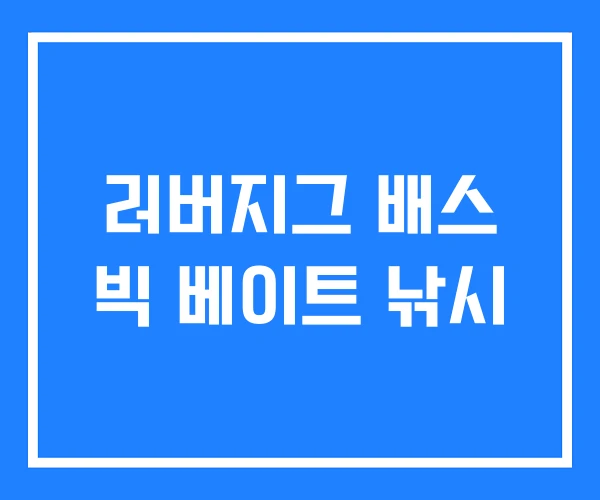 러버지그 배스 빅 베이트 낚시 러버지그 배스 빅 베이트 낚시