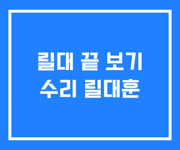 릴대 끝 보기 수리 릴대훈