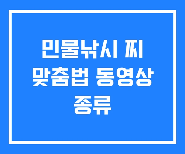 민물낚시 찌 맞춤법 동영상 종류