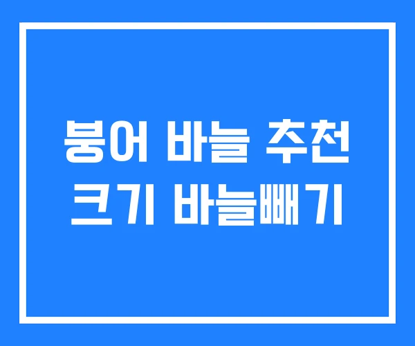 붕어 바늘 추천 크기 바늘빼기