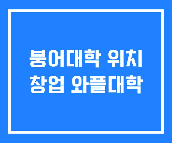붕어대학 위치 창업 와플대학