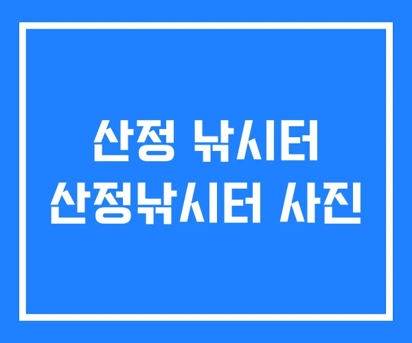 산정 낚시터 산정낚시터 사진