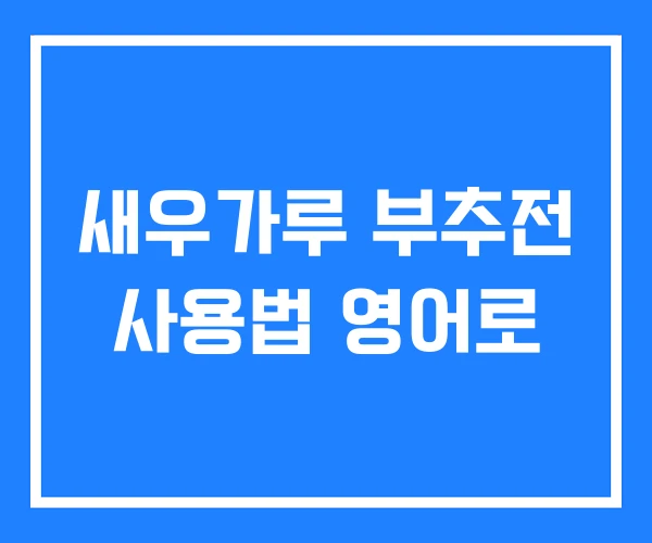 새우가루 부추전 사용법 영어로