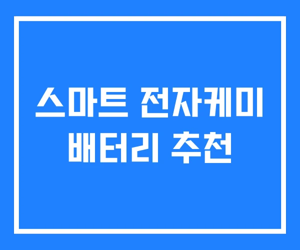 스마트 전자케미 배터리 추천