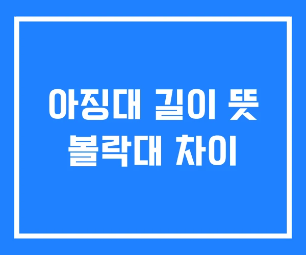 아징대 길이 뜻 볼락대 차이