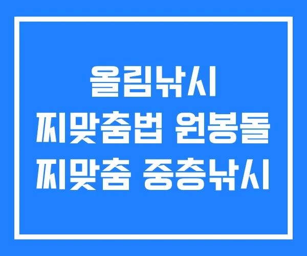 올림낚시 찌맞춤법 원봉돌 찌맞춤 중층낚시