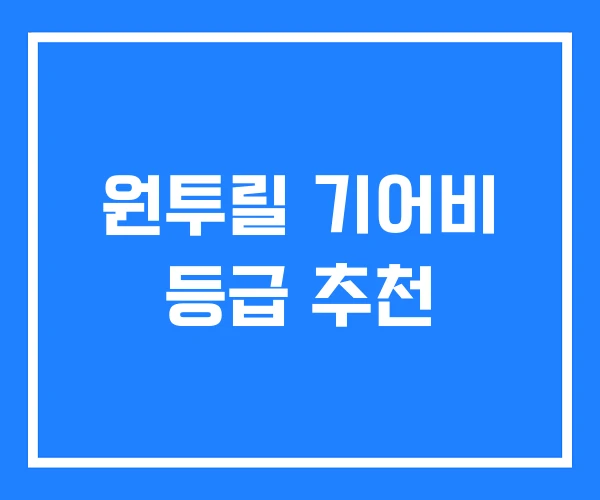 원투릴 기어비 등급 추천
