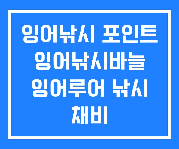 잉어낚시 포인트 잉어낚시바늘 잉어루어 낚시 채비