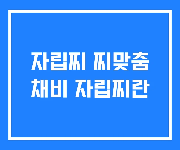 자립찌 찌맞춤 채비 자립찌란