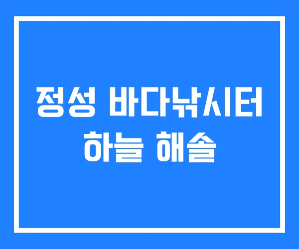 정성 바다낚시터 하늘 해솔 정성 바다낚시터 하늘 해솔