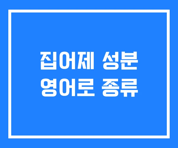 집어제 성분 영어로 종류