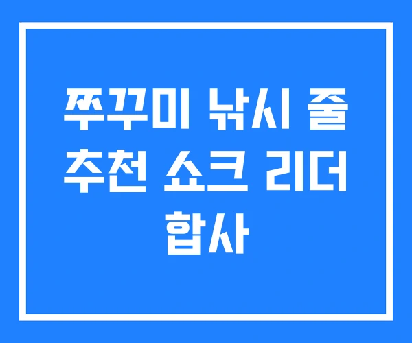쭈꾸미 낚시 줄 추천 쇼크 리더 합사