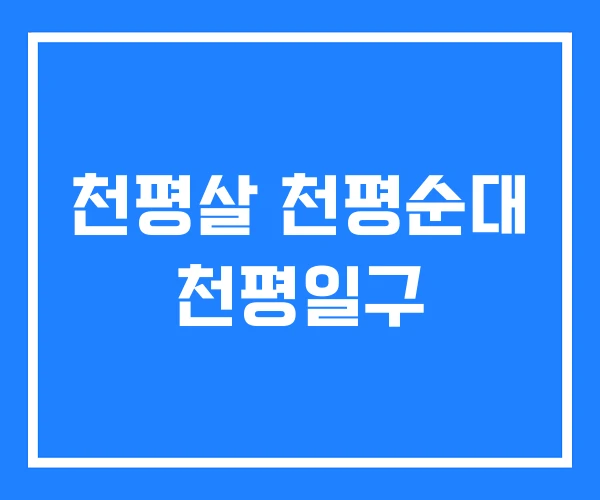 천평살 천평순대 천평일구