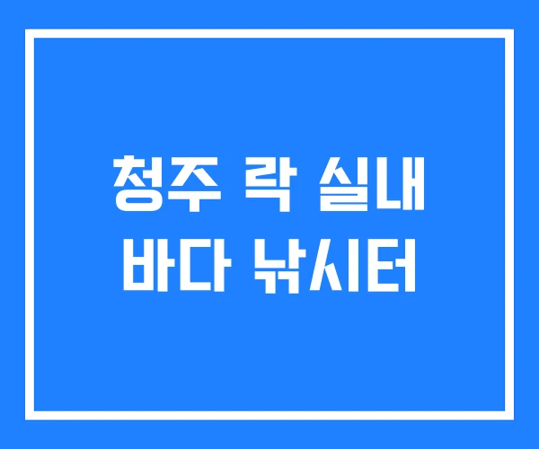 청주 락 실내 바다 낚시터