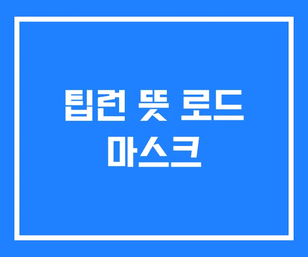 팁런 뜻 로드 마스크 팁런 뜻 로드 마스크