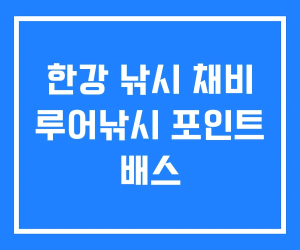 한강 낚시 채비 루어낚시 포인트 배스