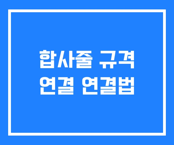 합사줄 규격 연결 연결법