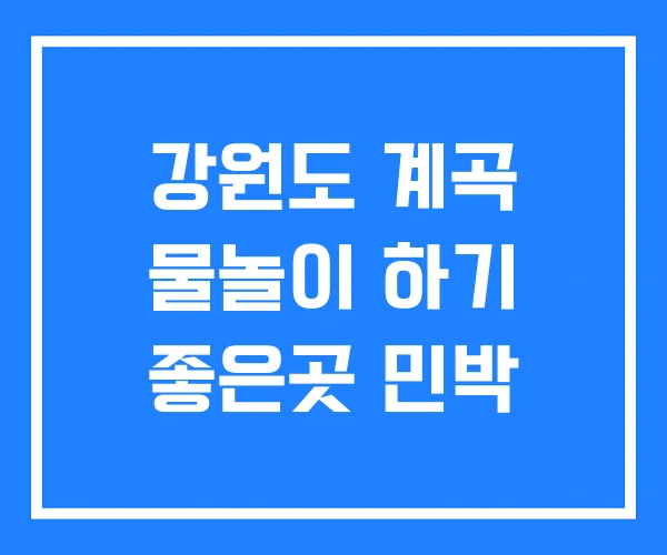 강원도 계곡 물놀이 하기 좋은곳 민박