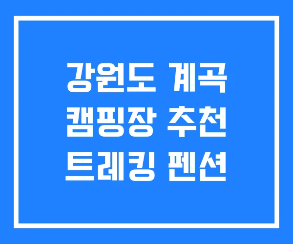 강원도 계곡 캠핑장 추천 트레킹 펜션