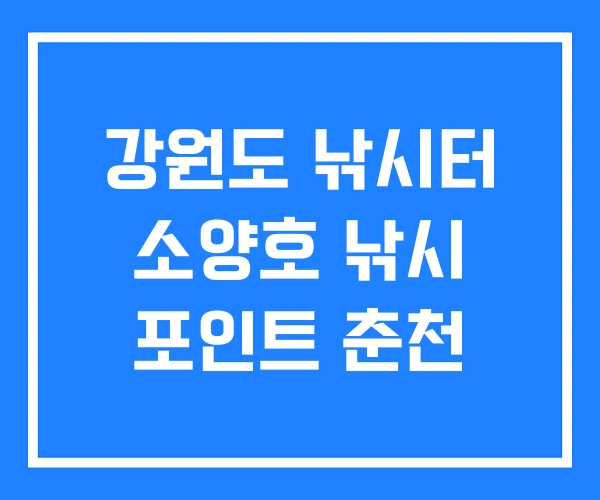 강원도 낚시터 소양호 낚시 포인트 춘천