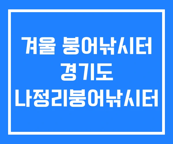 겨울 붕어낚시터 경기도 나정리붕어낚시터