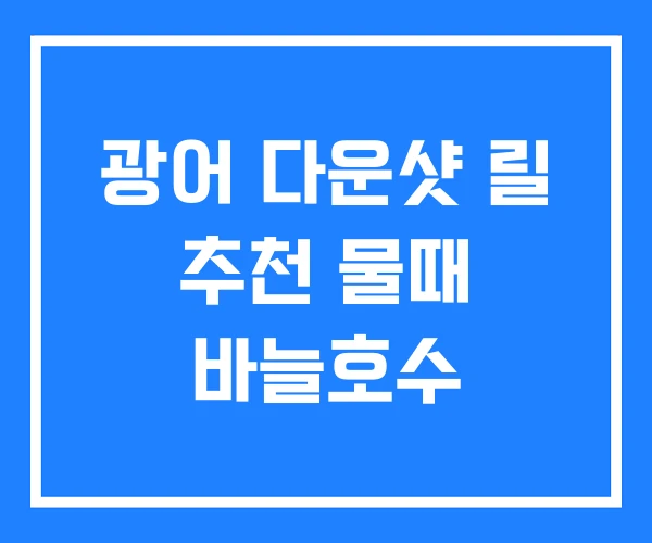 광어 다운샷 릴 추천 물때 바늘호수