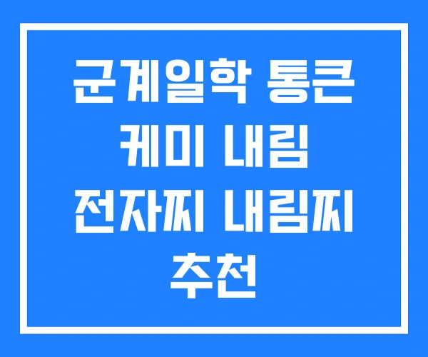 군계일학 통큰 케미 내림 전자찌 내림찌 추천