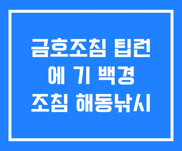 금호조침 팁런 에 기 백경 조침 해동낚시