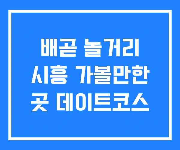 배곧 놀거리 시흥 가볼만한 곳 데이트코스
