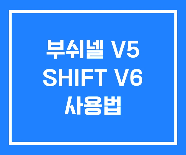 부쉬넬 V5 SHIFT V6 사용법 부쉬넬 V5 SHIFT V6 사용법