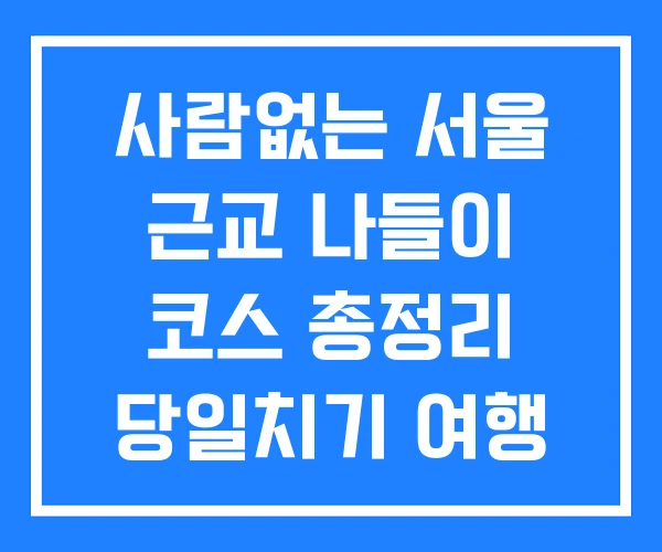 사람없는 서울 근교 나들이 코스 총정리 당일치기 여행