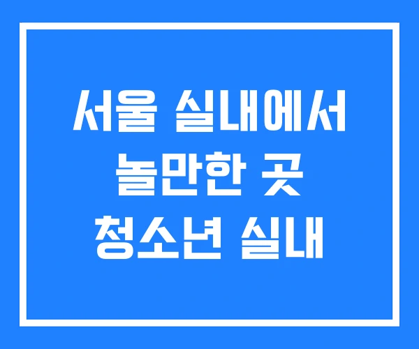 서울 실내에서 놀만한 곳 청소년 실내