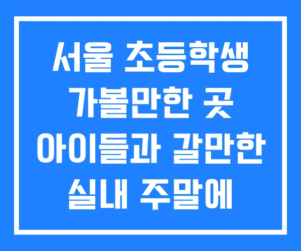 서울 초등학생 가볼만한 곳 아이들과 갈만한 실내 주말에