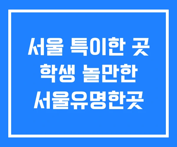 서울 특이한 곳 학생 놀만한 서울유명한곳