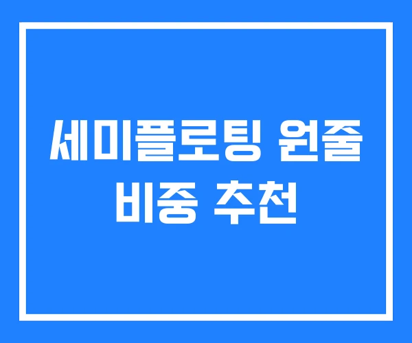세미플로팅 원줄 비중 추천 세미플로팅 원줄 비중 추천