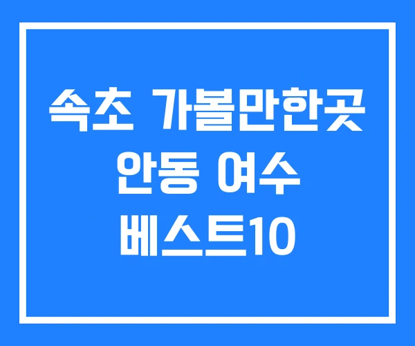 속초 가볼만한곳 안동 여수 베스트10 속초 가볼만한곳 안동 여수 베스트10