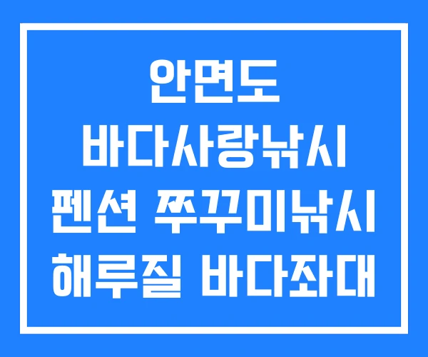 안면도 바다사랑낚시 펜션 쭈꾸미낚시 해루질 바다좌대 낚시 체험