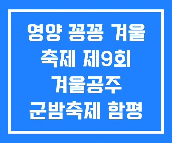 영양 꽁꽁 겨울 축제 제9회 겨울공주 군밤축제 함평 빛축제 영양 꽁꽁 겨울 축제 제9회 겨울공주 군밤축제 함평 빛축제