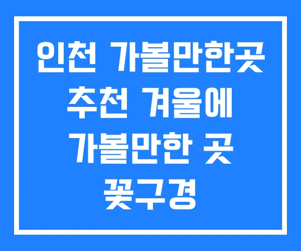 인천 가볼만한곳 추천 겨울에 가볼만한 곳 꽃구경 인천 가볼만한곳 추천 겨울에 가볼만한 곳 꽃구경