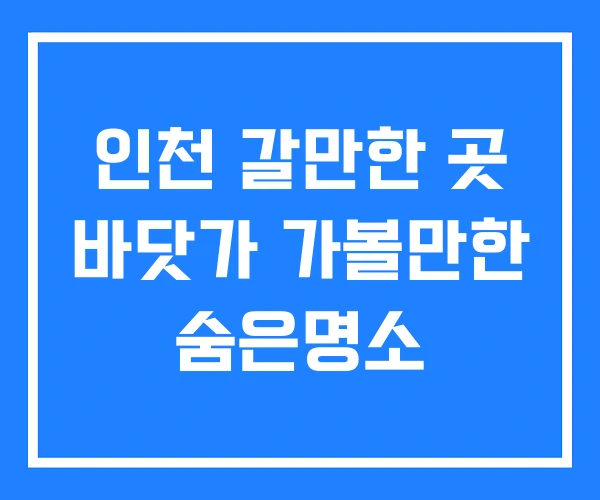 인천 갈만한 곳 바닷가 가볼만한 숨은명소 인천 갈만한 곳 바닷가 가볼만한 숨은명소