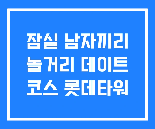 잠실 남자끼리 놀거리 데이트 코스 롯데타워